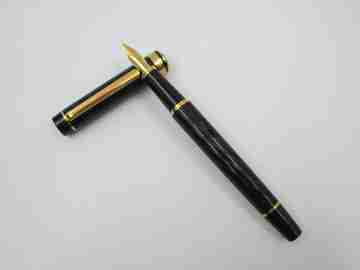 Inoxcrom Andreas Guilloche. Black plastic & gold plated details. Golden nib. 1990's