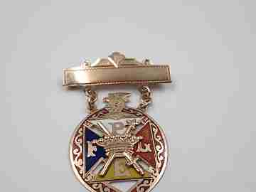 Insignia Caballeros / Hermanas de Pitias. Oro 14K y esmalte. 1920