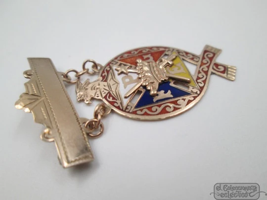 Insignia Caballeros / Hermanas de Pitias. Oro 14K y esmalte. 1920