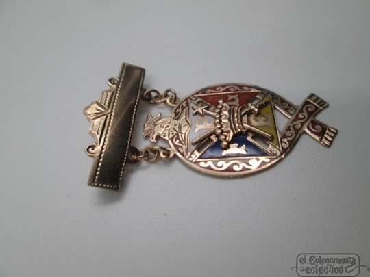 Insignia Caballeros / Hermanas de Pitias. Oro 14K y esmalte. 1920