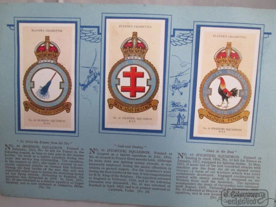 Insignias de la RAF. John Player. Años 40. 50 cromos color. 19 páginas