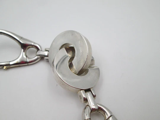 Interlocking open circles keychains couple. Sterling silver & gold. TANE. Mexico. 1980's