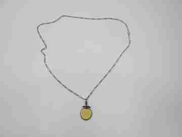 Ivory apple pendant with link chain. 925 sterling silver. Spring ring clasp. 1980's