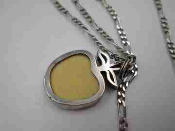 Ivory apple pendant with link chain. 925 sterling silver. Spring ring clasp. 1980's