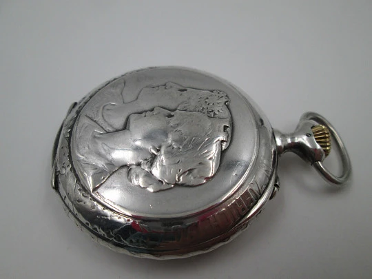 IWC Art Nouveau pocket watch. Sterling silver. Zurich, 1907. High relief