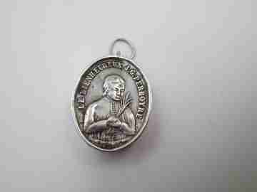 J.G. Perboyre oval reliquary. Sterling silver & ivory. Relief. 19th century