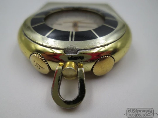 Jaeger LeCoultre Memovox travel desk alarm clock. Gold plated metal. Swiss. 1960's Jaeger LeCoultre Memovox travel desk alarm clock. Gold plated metal. Swiss. 1960's