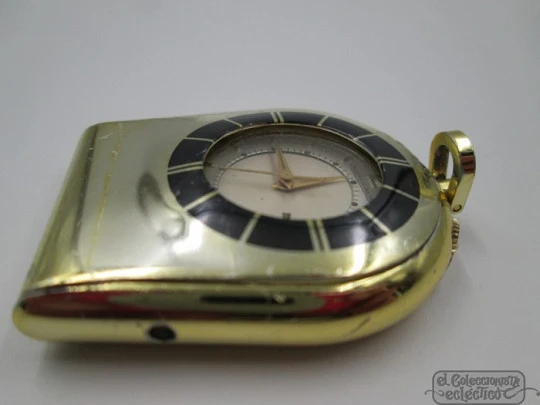 Jaeger LeCoultre Memovox. Gold plated. 1960's. Travel alarm clock