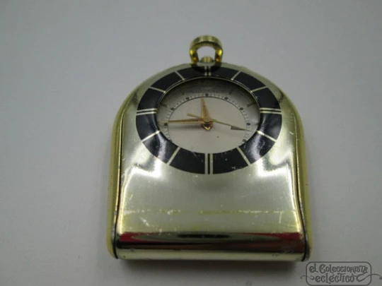 Jaeger LeCoultre Memovox. Gold plated. 1960's. Travel alarm clock