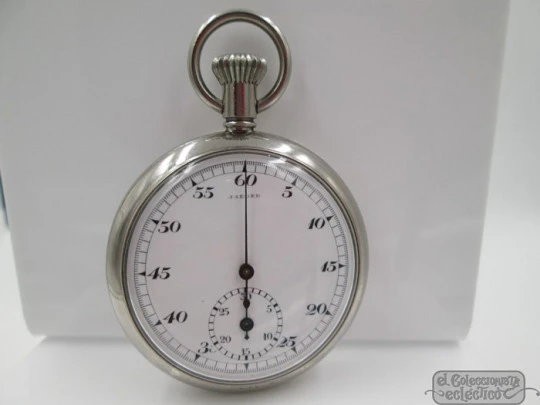 Jaeger sports stopwatch. Chromed metal. Swiss. Manual winding. 1930's