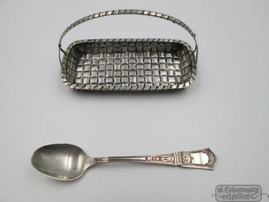 Jam basket & spoon set. 925 sterling silver. 1970's. Spain