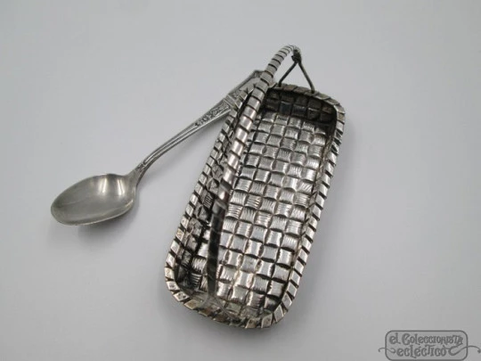 Jam basket & spoon set. 925 sterling silver. 1970's. Spain