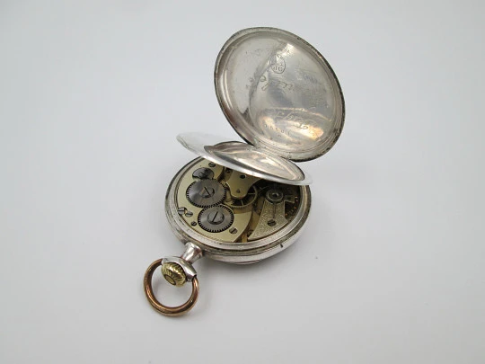 JC pocket watch. 800 sterling silver. Stem-wind. 1920's. Germany