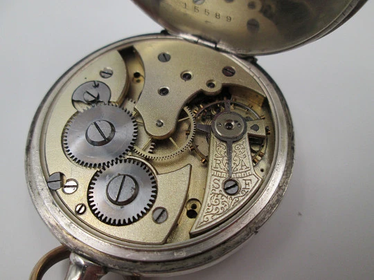 JC pocket watch. 800 sterling silver. Stem-wind. 1920's. Germany