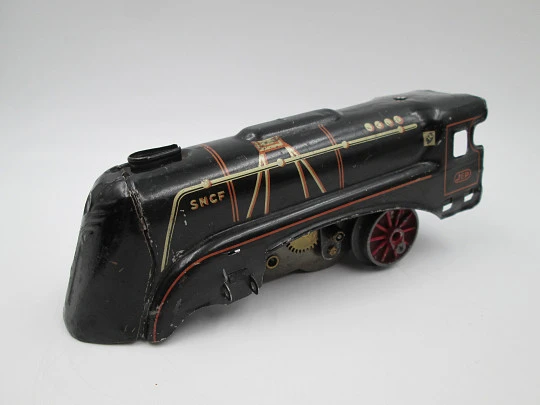 JEP  Bass-Volt S.57 locomotive and wagon. Tinplate. Transformer. 1930's