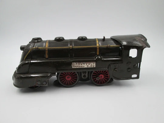 JEP Bass-Volt S.59 locomotive and SCNF coal tender. Tinplate. 1940's