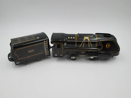JEP SCNF Unis mechanical train set. Locomotive 199, tender and wagons