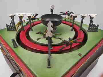 JEP table horse race game toy. Wood, metal and lead. Lever. 1930's. France