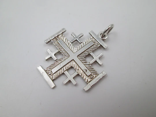 Jerusalem Cross / Crusades Cross pendant. 925 sterling silver. 1990's