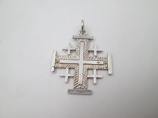 Jerusalem Cross / Crusades Cross pendant. 925 sterling silver. 1990's