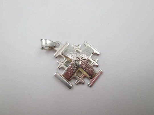 Jerusalem Cross / Crusades Cross pendant. 925 sterling silver. Ring on top. 1990's