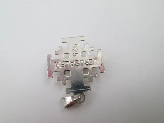 Jerusalem Cross / Crusades Cross pendant. 925 sterling silver. Ring on top. 1990's