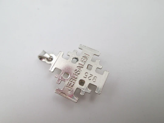 Jerusalem Cross / Crusades Cross pendant. 925 sterling silver. Ring on top. 1990's