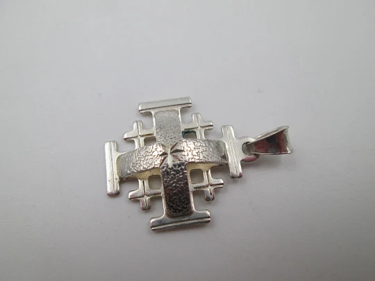 Jerusalem Cross / Crusades Cross pendant. 925 sterling silver. Ring on top. 1990's