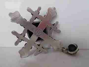 Jerusalem Cross with link chain. Sterling silver. Cuernavaca. 1970's