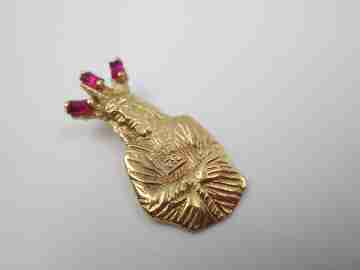Jesus of the Great Power medal. 18k yellow gold and rubies. Spain. 2000's