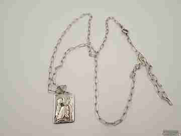 Jesus with children. 925 sterling silver. Chain. 1980's. Spain