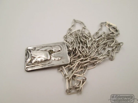 Jesus with children. 925 sterling silver. Chain. 1980's. Spain