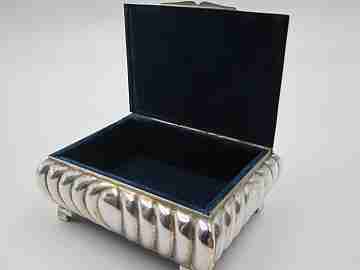 Jewellery box. Sterling silver. 1970's. Malde silversmith. Ribbed design