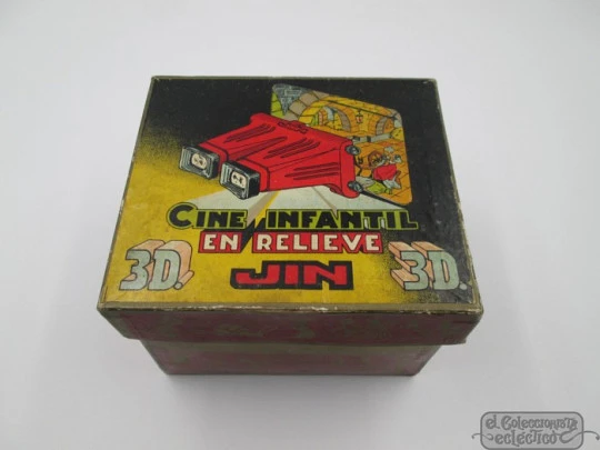 JIN bakelite stereoscope viewer. 7 rolls films. 1950's. Gargot. Box. Spain