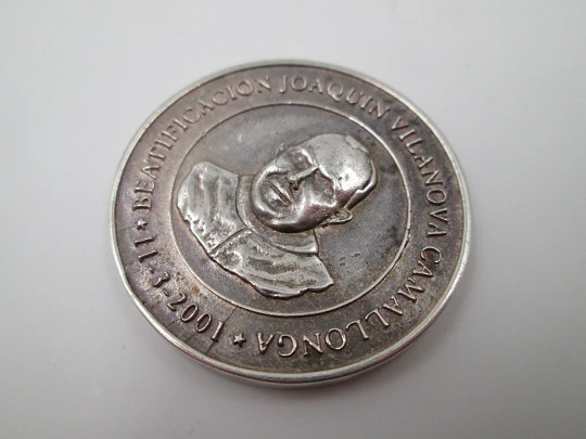 Joaquín Vilanova Camallonga beatification medal. Sterling silver. 2001