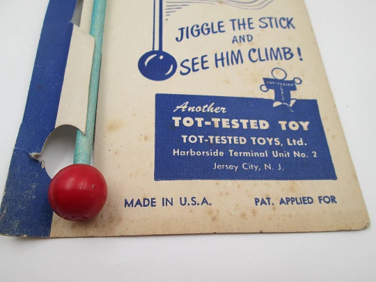 Jogo climbing monkey. Tinplate and wood. Tot-Tested Toys. 1930's. USA