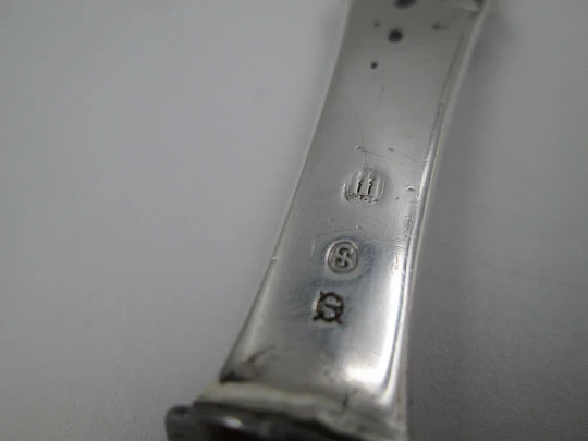 Johannes Siggaard bottle opener. Silver and steel. Floral & vegetable motifs. Denmark