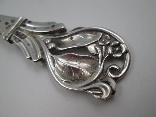 Johannes Siggaard bottle opener. Silver and steel. Floral & vegetable motifs. Denmark