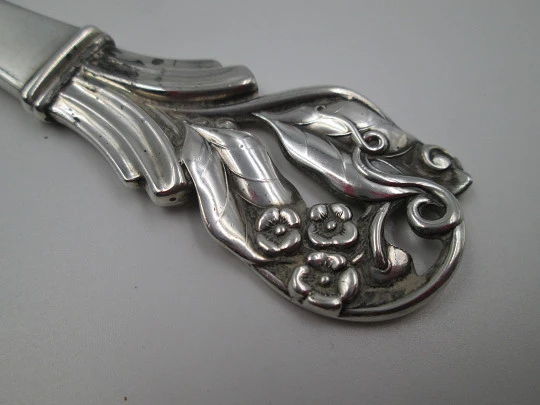 Johannes Siggaard bottle opener. Silver and steel. Floral & vegetable motifs. Denmark
