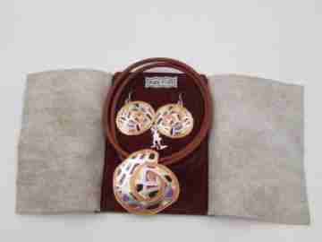 Joppi women's earrings and necklace set. 925 sterling silver & enamel. 2010's