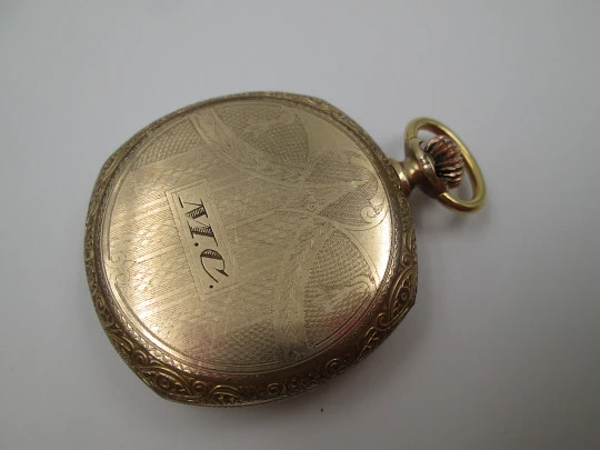 Jovel / Monitor. Gold plated metal. Stem-wind. Ornate case. 1920's