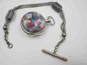 Juanneau AS Calais. Plata ley. Catalino. Leontina hilos. Francia. Llaves. 1850