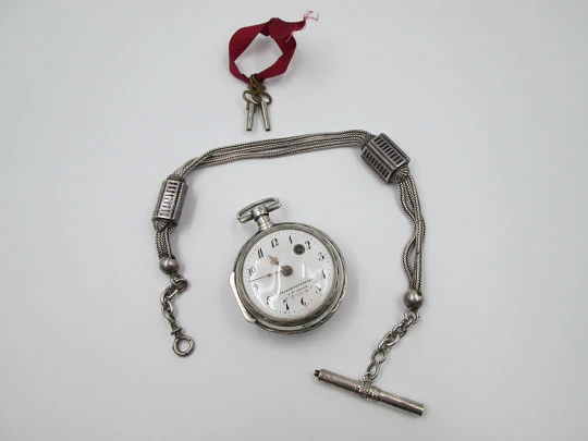 Juanneau AS Calais. Silver. 1850. Verge escapement. Key-wind. Chain. France