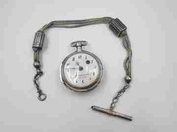 Juanneau AS Calais. Silver. 1850. Verge escapement. Key-wind. Chain. France