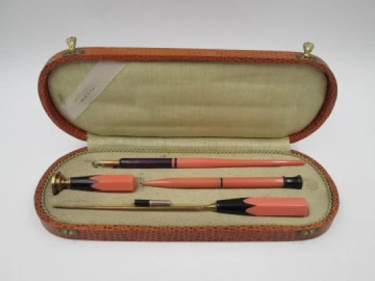 Set Sheaffer Junior Estilografica Lapicero Celuloide Marmol