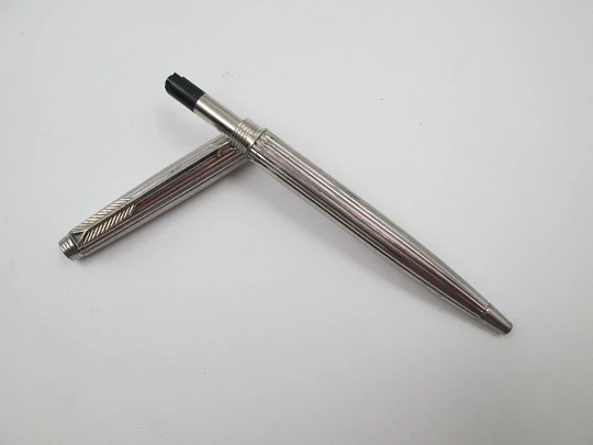 Juego estilográfica y bolígrafo Parker 75. Chapados en plata ley. Caja. Francia. 1990