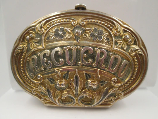 Juego Recuerdo. Monedero y tarjetero. Plata de ley vermeil. Francia. 1900