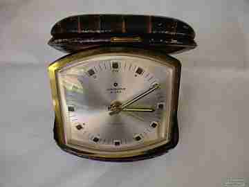 Junghans Bivox. Germany. 1960's. Travel alarm clock. Gold-plated