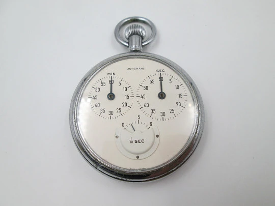 Junghans chronometer. Chromed metal. Germany. Manual winding. 1960's