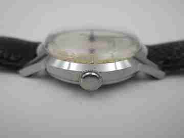 Junghans Trilastic. Stainless steel. Manual wind. Germany. Leather strap. 1970's